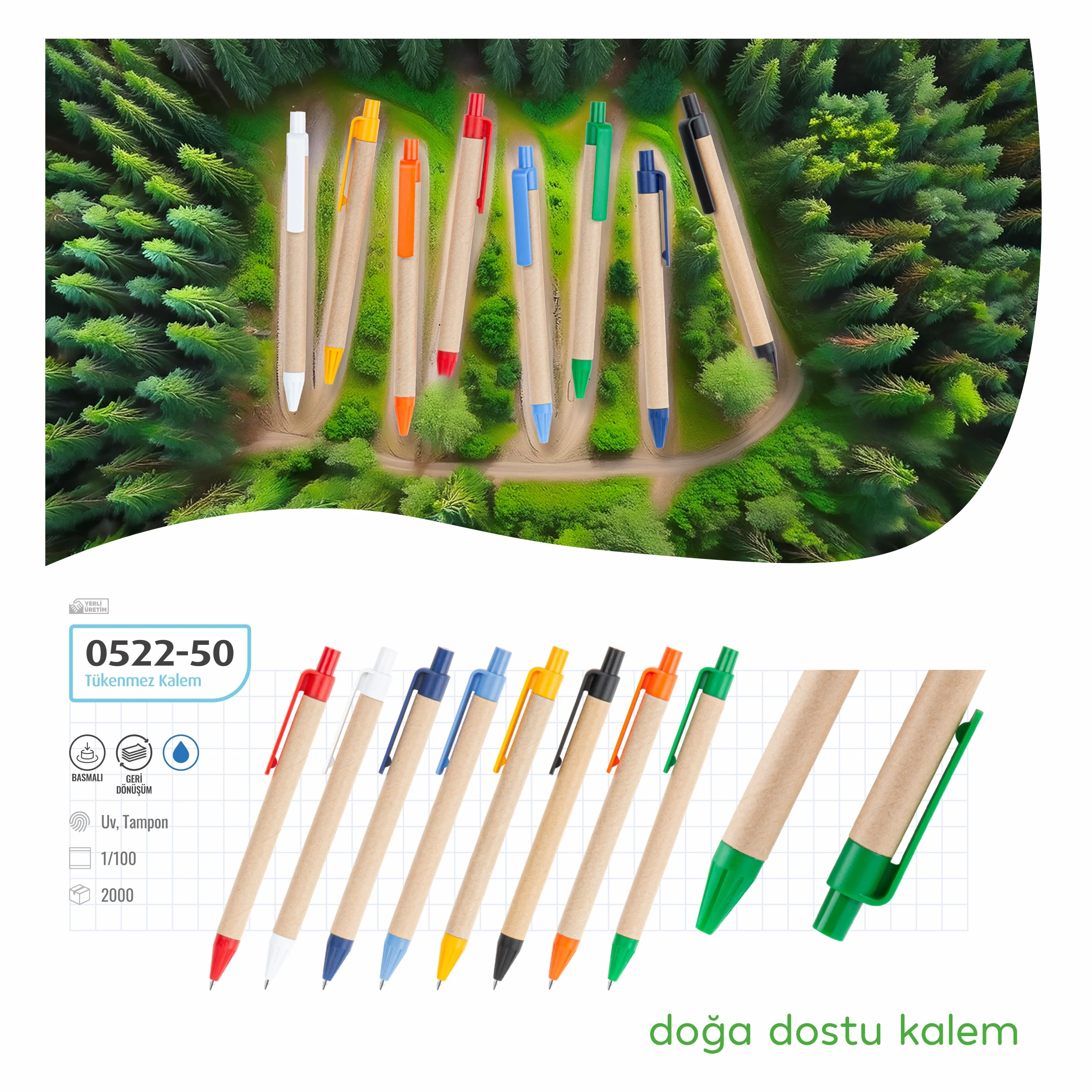 Plastik Tükenmez Kalem, Çift Yön, Tek Yön, Geri Dönüşümlü 2
