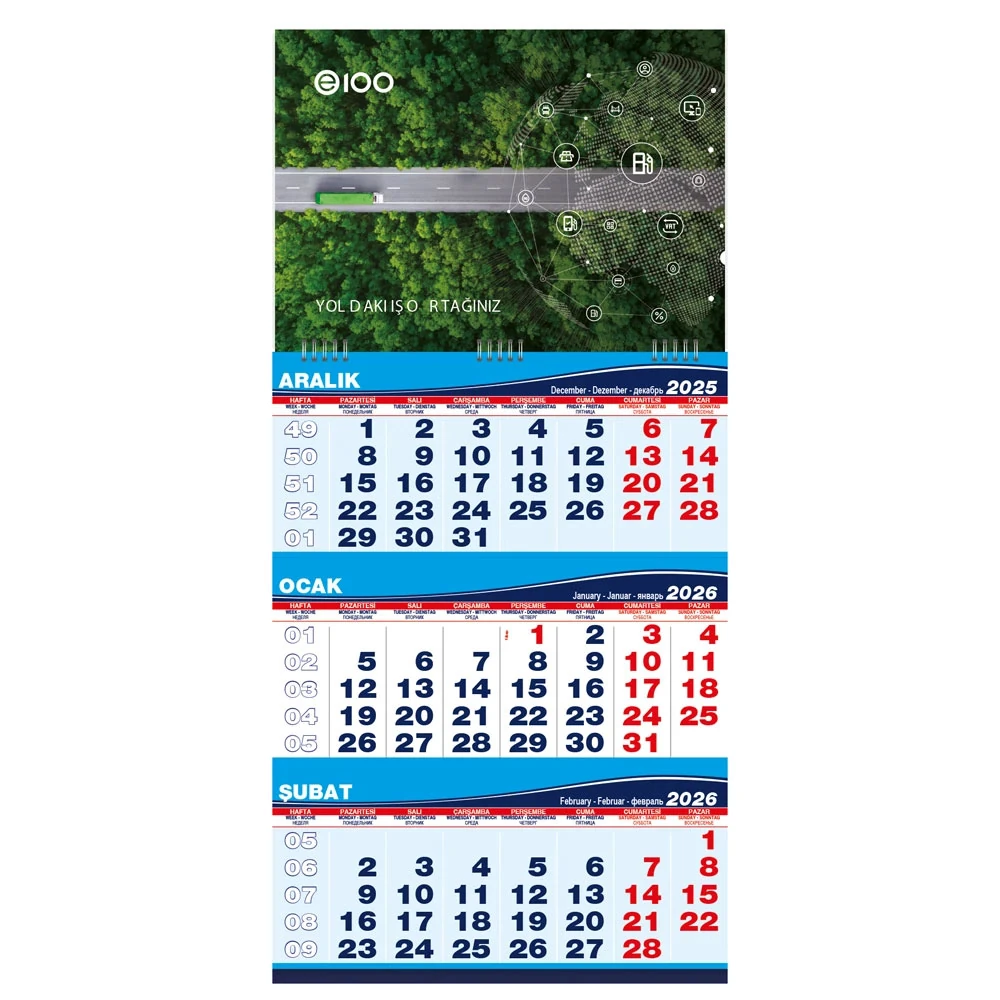 Gemici Takvim 31×65,5 cm, Spiralli, Orta Boy – GMC-05
