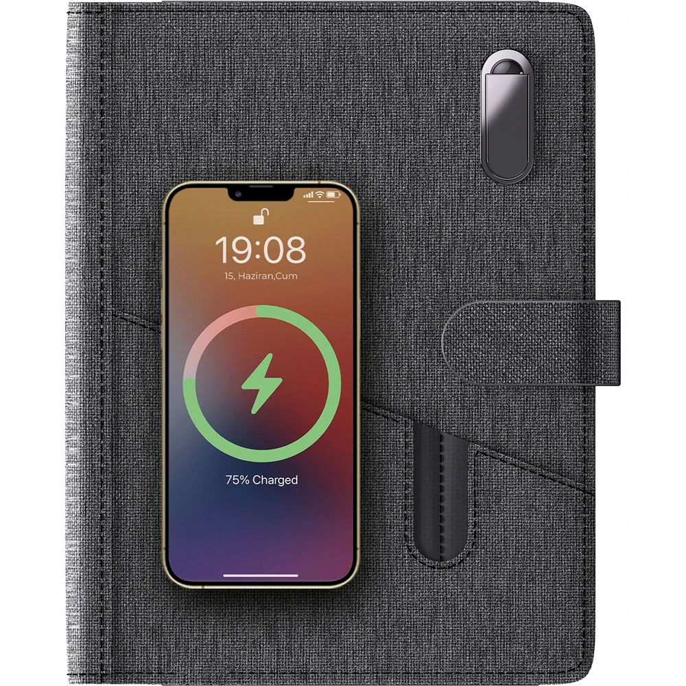 Suni Deri Powerbank Organizer 17,5×22,5 cm, 16 GB, Kutulu, Kablosuz – PWB-235
