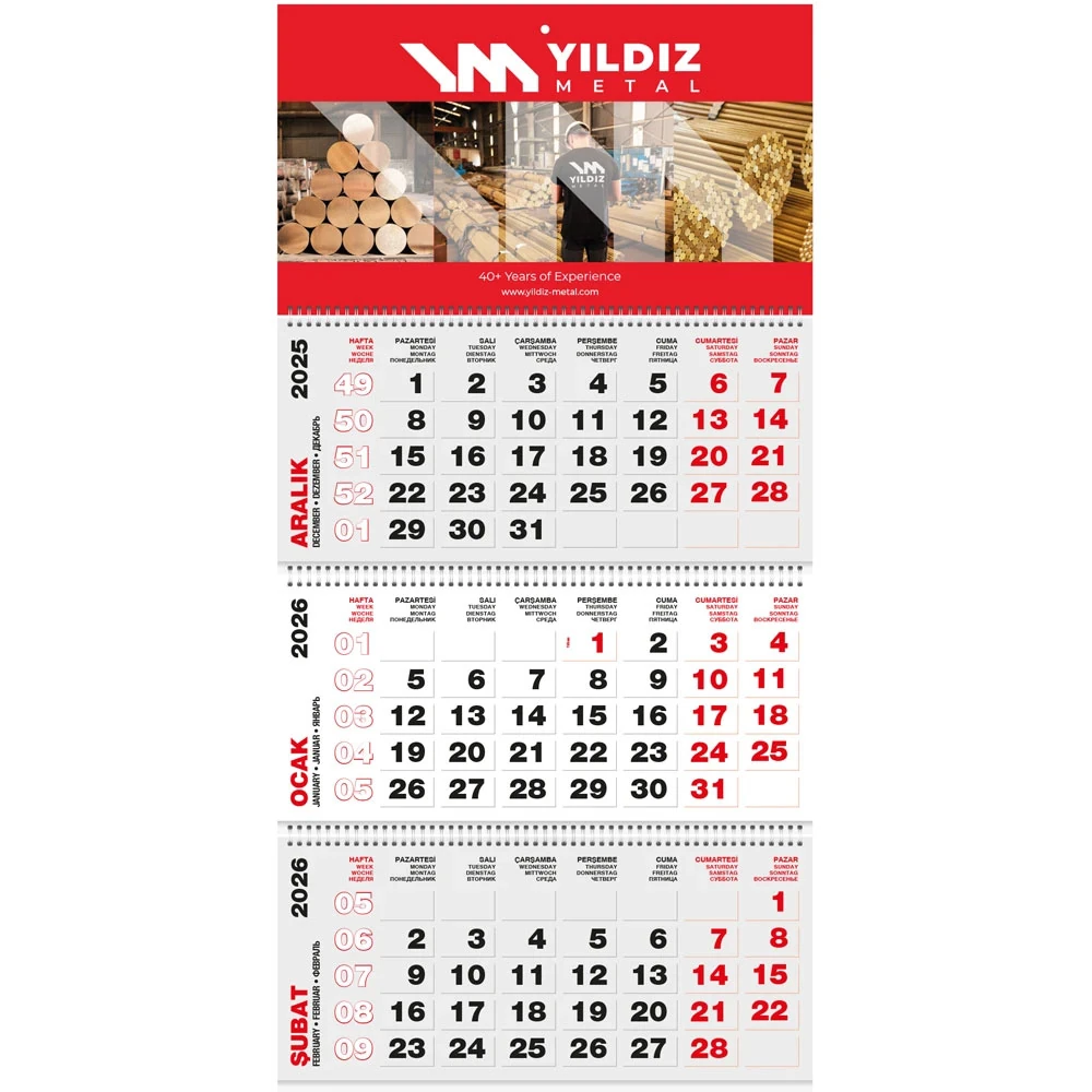 Gemici Takvim 39,6×83 cm, Spiralli, Jumbo – GMC-16