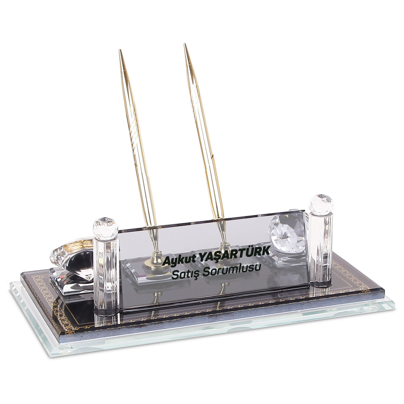 Kristal Masa Üstü Set, İsimlik – Lalegül