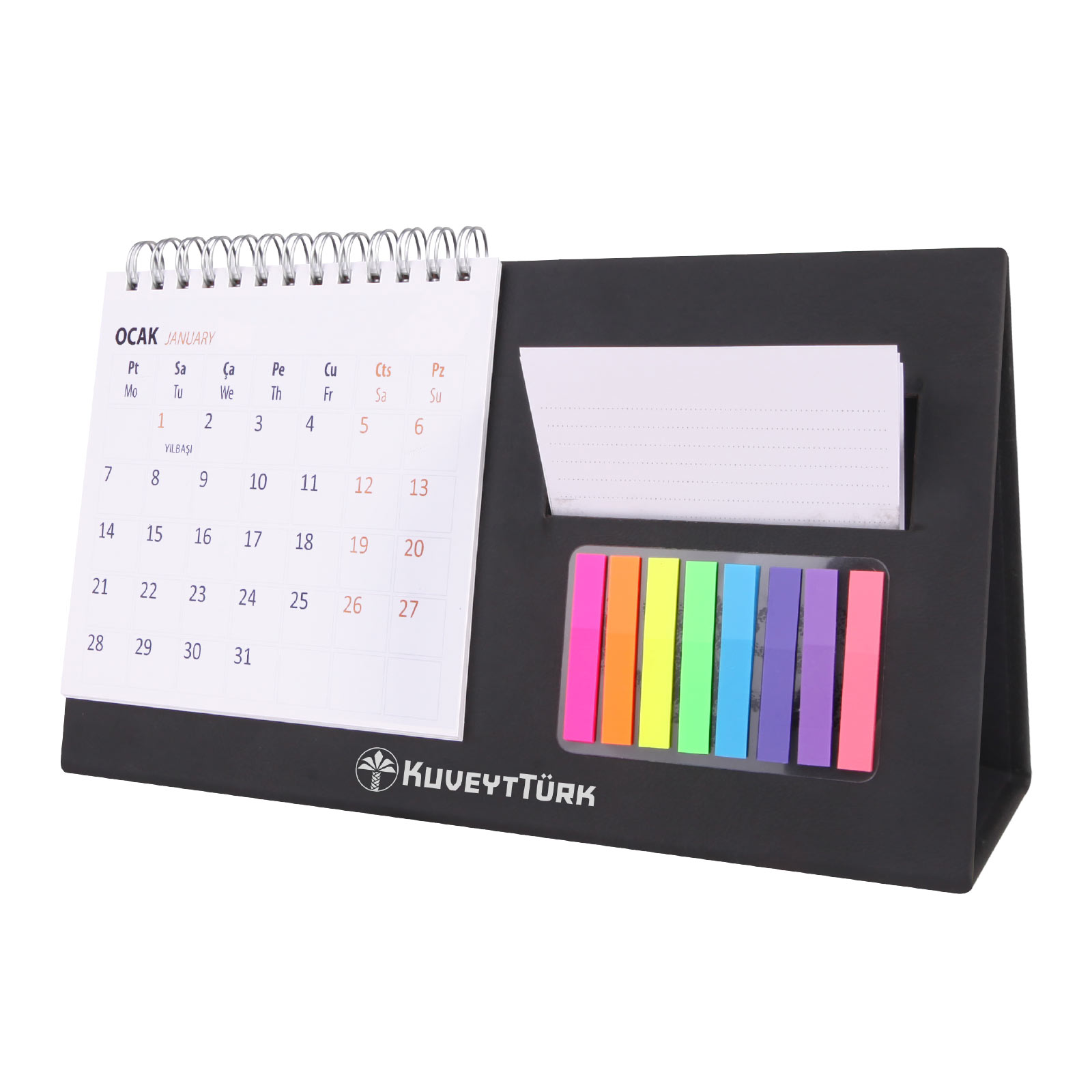 Termo Deri Üçgen Masa Takvimi 12×12 cm, Postitli – PM-02